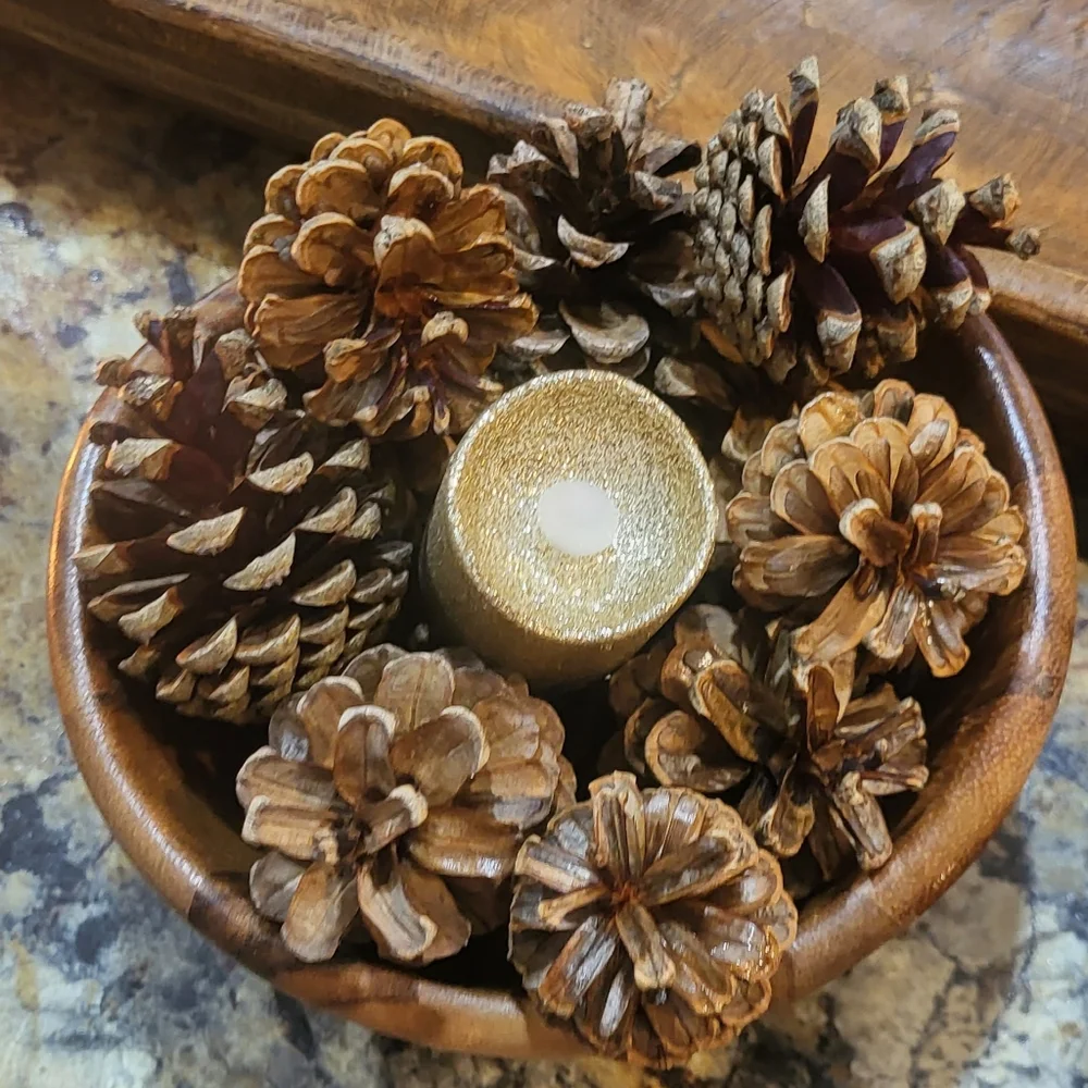 Handcrafted Wooden Dish Scented Pinecones Holiday Decor Scented Pinecone…_5